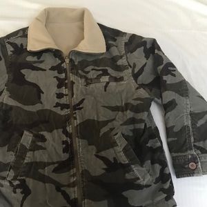 Camouflage corduroy reversible fleece boys jacket